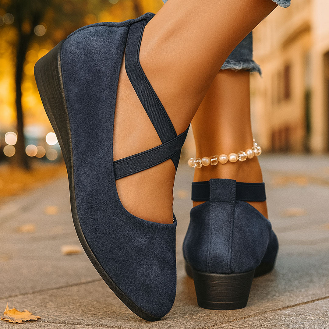 VELLA CROSS-STRAP COMFORT WEDGE FLAT