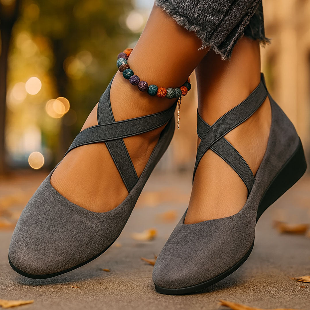 VELLA CROSS-STRAP COMFORT WEDGE FLAT