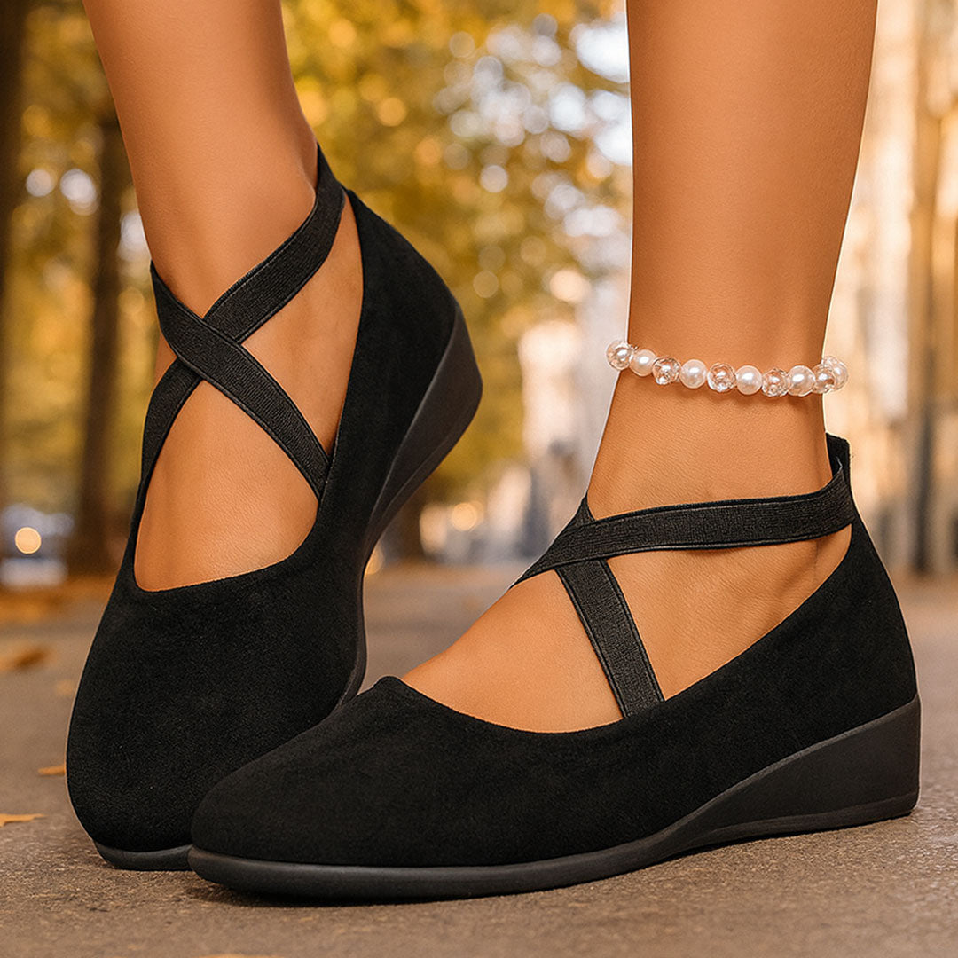 VELLA CROSS-STRAP COMFORT WEDGE FLAT