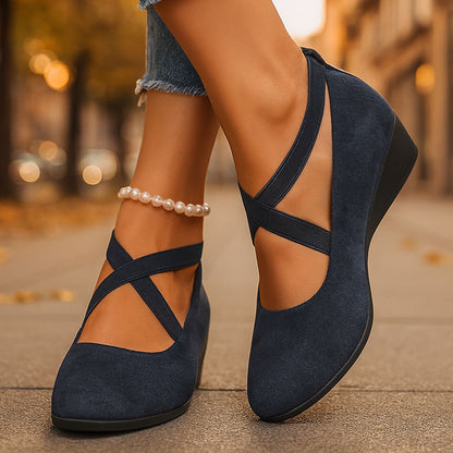 VELLA CROSS-STRAP COMFORT WEDGE FLAT