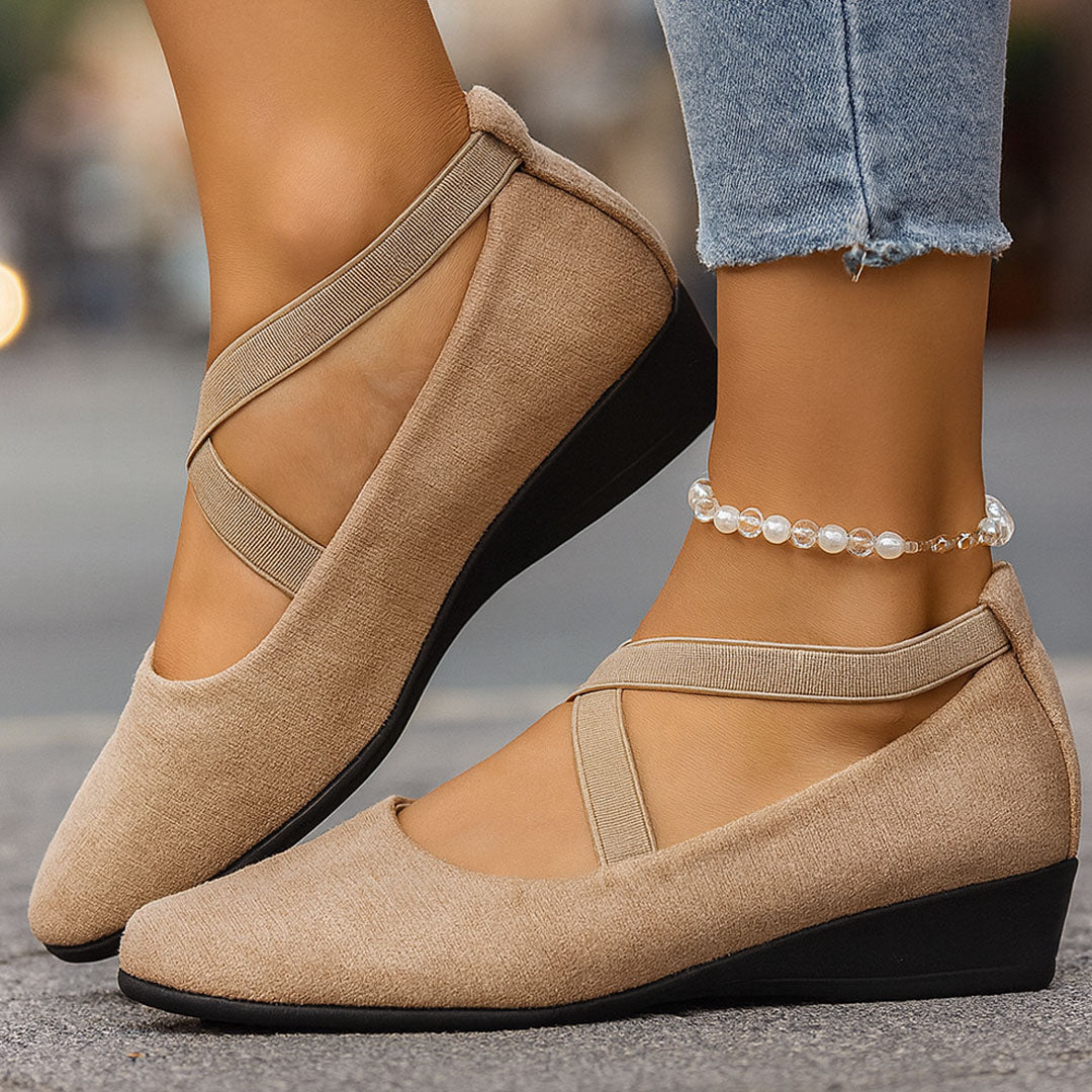 VELLA CROSS-STRAP COMFORT WEDGE FLAT