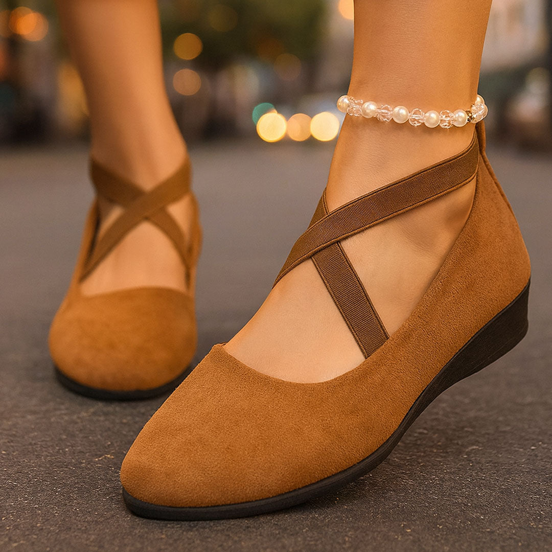 VELLA CROSS-STRAP COMFORT WEDGE FLAT